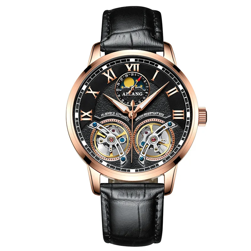 Moon Phase Мужские автоматические механические наручные часы турбийон матовый