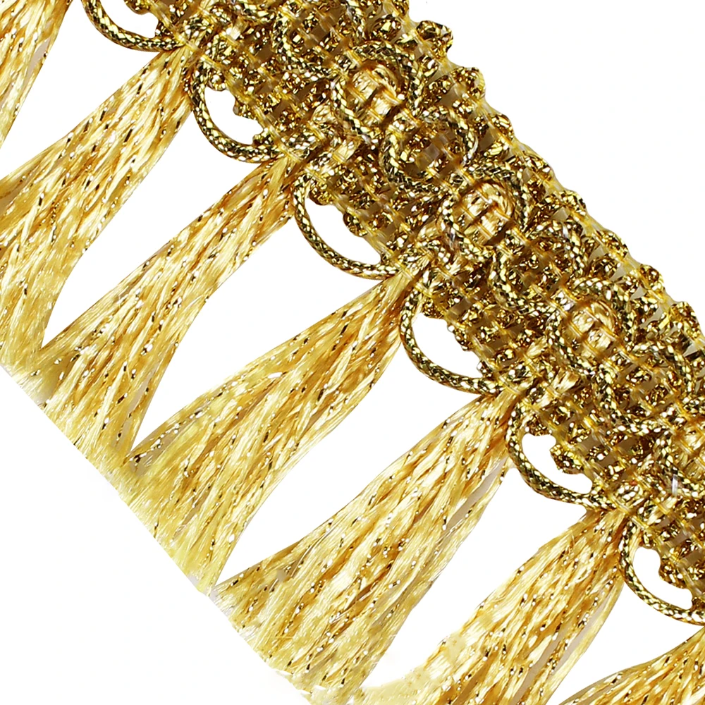 20yards Braided Fringe Tassel Lace Ribbon Trim Gold Metallic Tape Band ...