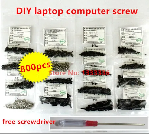 

800pcs 16 Models Assembled Laptop Necessary Computer Screw/ Notebook DIY Screw Set Kits with Free Screwdriver
