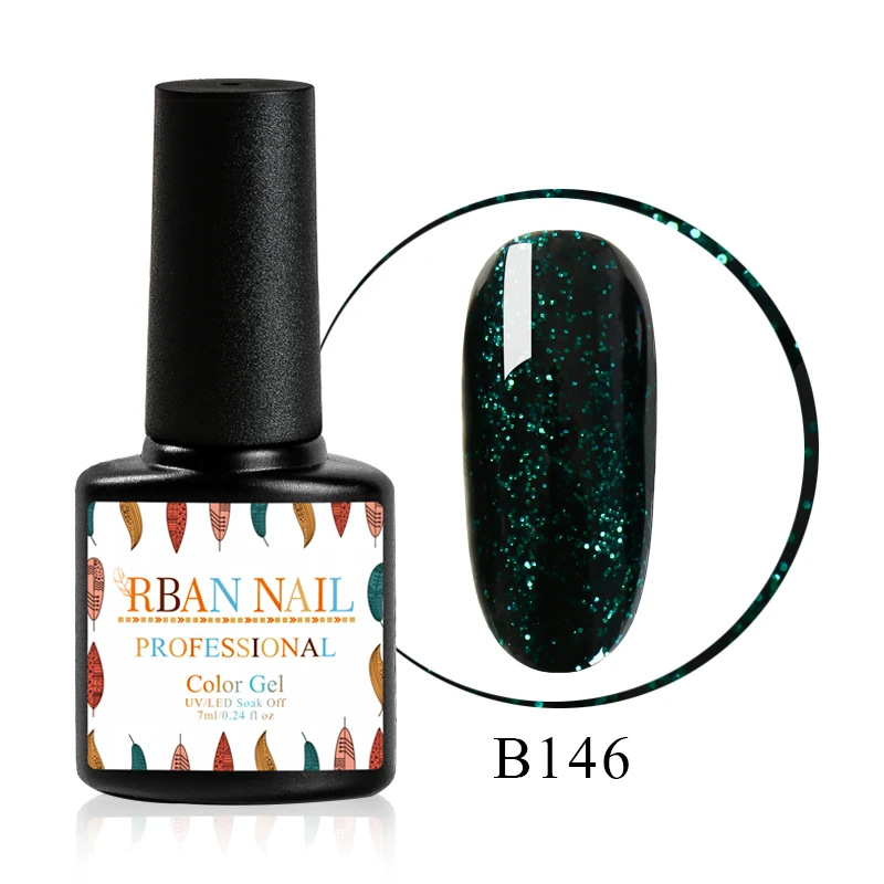 RBAN NAIL 7ML Color Glitter Gel Nail Polish Laser UV Gel Blue Black Color Lacquer Soak Off Semi Permanent Gel Nail Art Varnish - Цвет: M30278