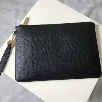 

Men Hand Bag YKK Zipper Soft Cow Leather Clutch High Quality Black Genuine Day Clutches Single Fashion Hand Carry