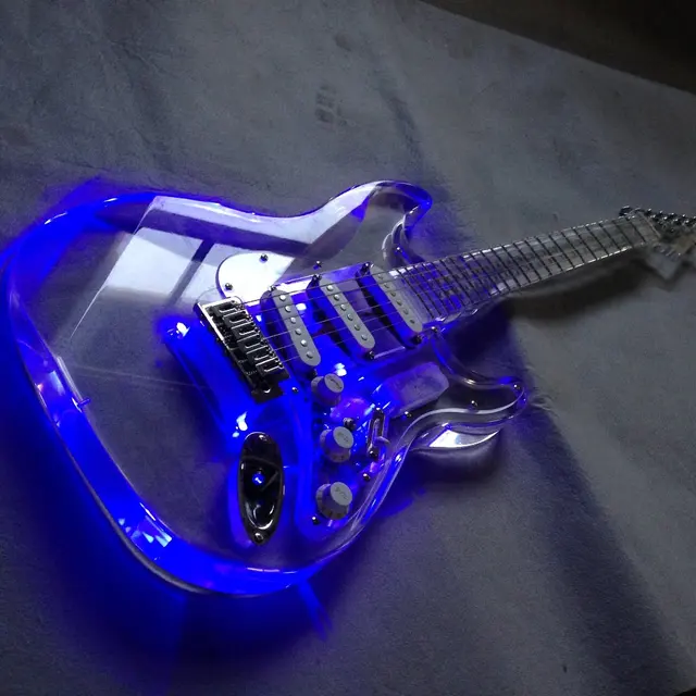 Cheap New style   Led light  ST electric guitar with full  acrylic body