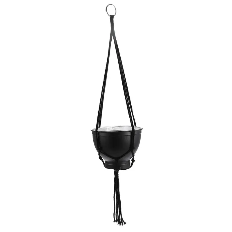 Ручная Веревка из натурального хлопка, шнур макраме, вешалка для растений, плетеная подвесная корзина, 92 см, черный
