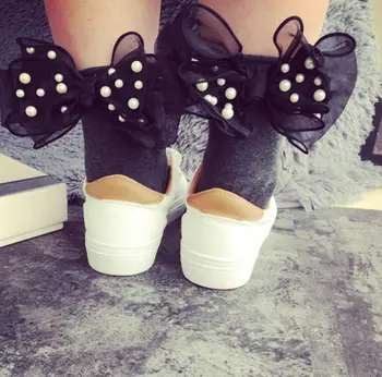 

Hot 2019 Fashion Multi-Color Women Ruffle Big Bowknot Pearl Ankle Casual Warm Soft Cotton Sock Party Short Socks