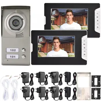 

door bell camera Apartment 2 Units Wired Video Door Audio Visual Entry Intercom System SY813MC12 110V-240V