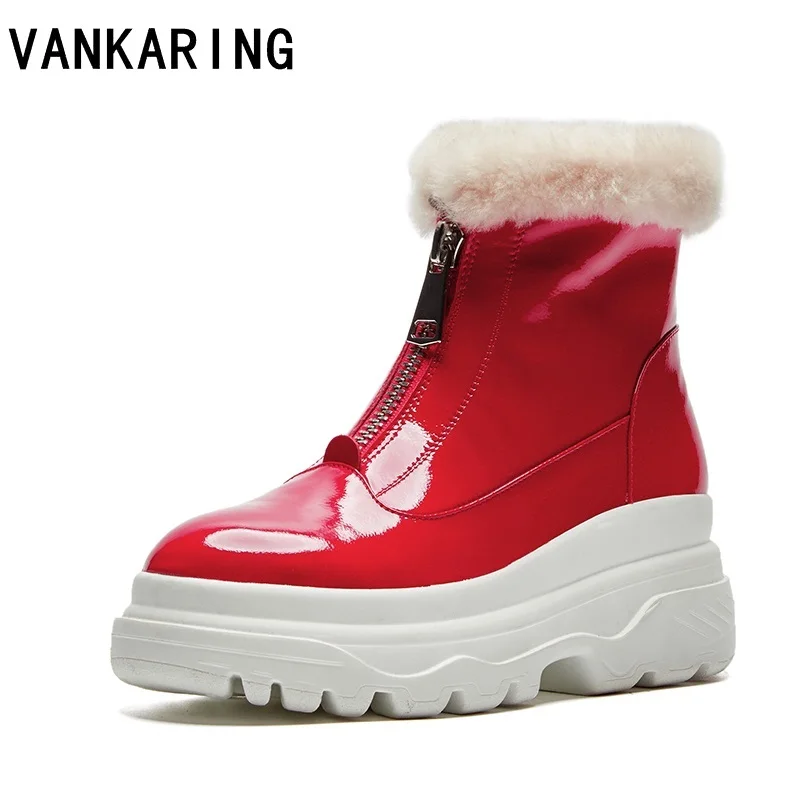 

fashion ankle boots women shoes high quality genuine leather fur casual wedges high heels platform shoes woman winter snow boots