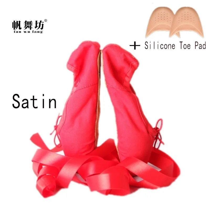 Fan wu fang/ г.; популярные балетки для детей и взрослых; Танцевальная обувь; женские профессиональные балетки; Танцевальная обувь; обувь с лентами; женская обувь с носком - Цвет: Red Satin B