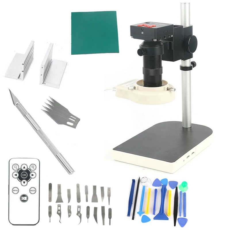 

IR Remote Controller Digital HD 1080P 21MP HDMI 100X Industrial Electronic Video Recorder Microscope Camera For Lab Phone PCB