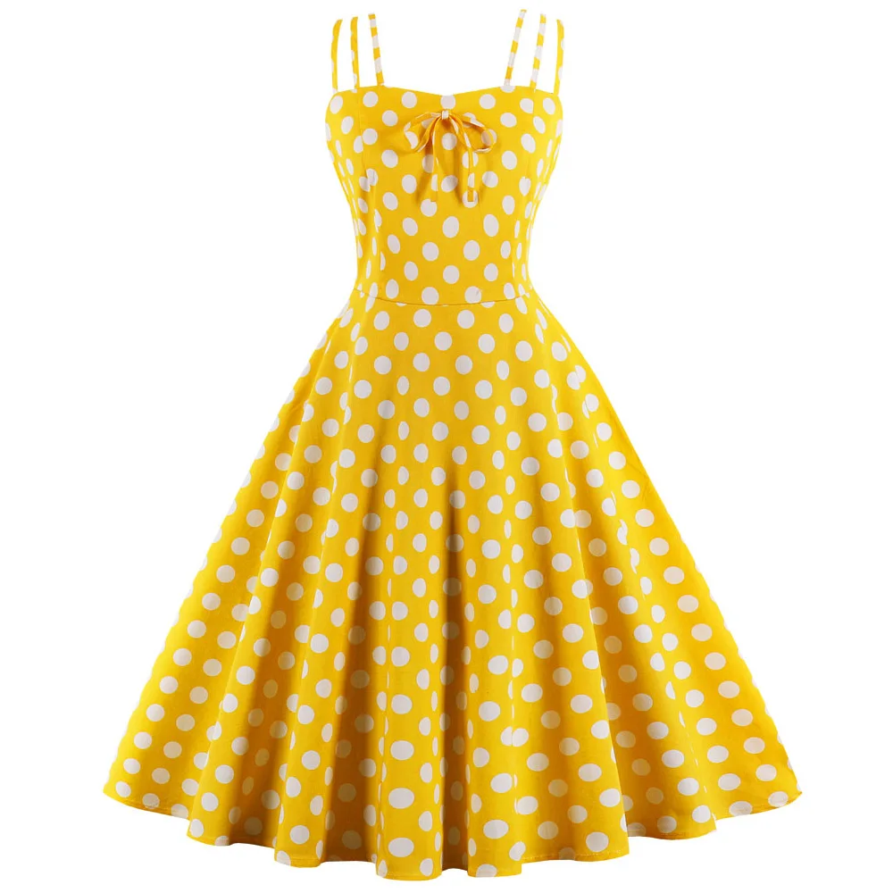 

Wipalo Plus Size Summer Vintage Polka Dot Bowknot Chest Hepburn Dress Cotton 50s 60s Rockabilly Pin Up Retro Dress Vestidos 4XL