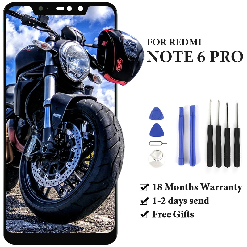 

6.26'' 2280*1080 High Quality Screen For Xiaomi Redmi Note 6 Pro LCD Display With Frame Digitizer Assembly Spare Parts With Tool