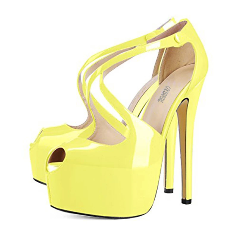Cocoafoal 16 Grande Taille Rouge Talons Ouvert Pompes 45 43 44 Jaune 5ALR4j