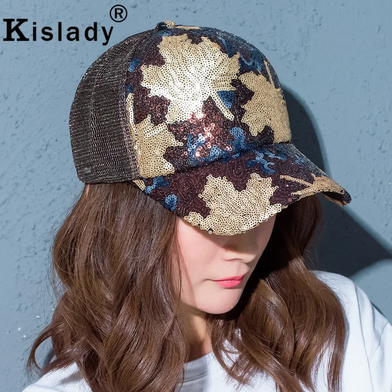 Kislady модная весенне летняя бейсбольная кепка с блестками и Кленовым листом для