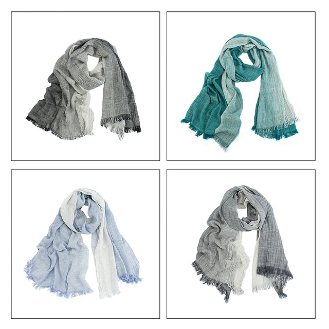 Maikun Scarf for Unisex Blend Gradient Cotton Scarves Soft Tassel Ombre Shawl Warm Bufandas for Men Women 2