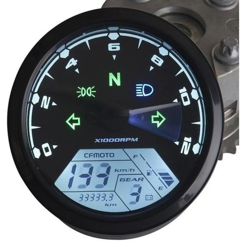 

IZTOSS MPH/KMH 124MPH/ 199kmh 12000 rpm LCD Digital Speedometer Tachometer Odometer for 4 stroke 1/2/4 Cylinders Motorcycle