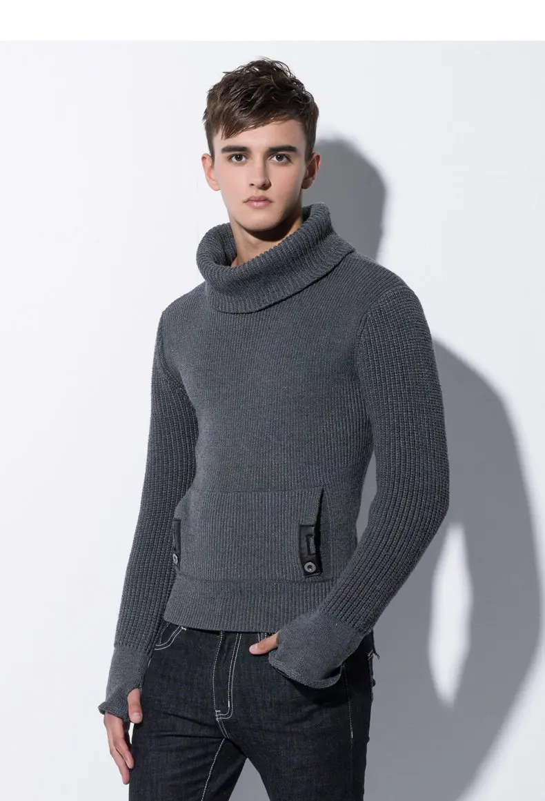 Men Pullover Sweaters Warm Thick knitted Sweater Men Autumn Winter Male Pullover Jumper Brand Clothing Black Dark Gray Muls 2017-03