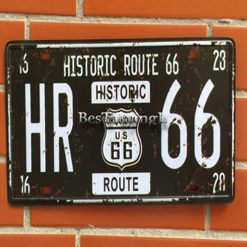 2 шт. винтажные металлические жестяные знаки Route 66 номер автомобиля номерной знак табличка Плакат Бар Клуб стены гаража украшения дома 16*30 см