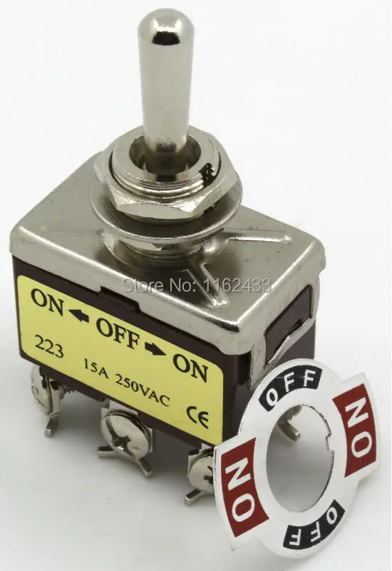 

FGS12-223 perforate diameter 12 mm 6 pin (ON) - OFF - (ON) DPDT 3 positions reset toggle switch
