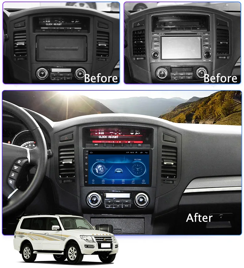 Perfect 9 inch Android 8.1 2.5D Tempered HD Touchscreen Radio for Mitsubishi Pajero 2006-2011 with Bluetooth USB WIFI support SWC 1 Perfect 9 inch Android 8.1 2.5D Tempered HD Touchscreen Radio for Mitsubishi Pajero 2006-2011 with Bluetooth USB WIFI support SWC 1