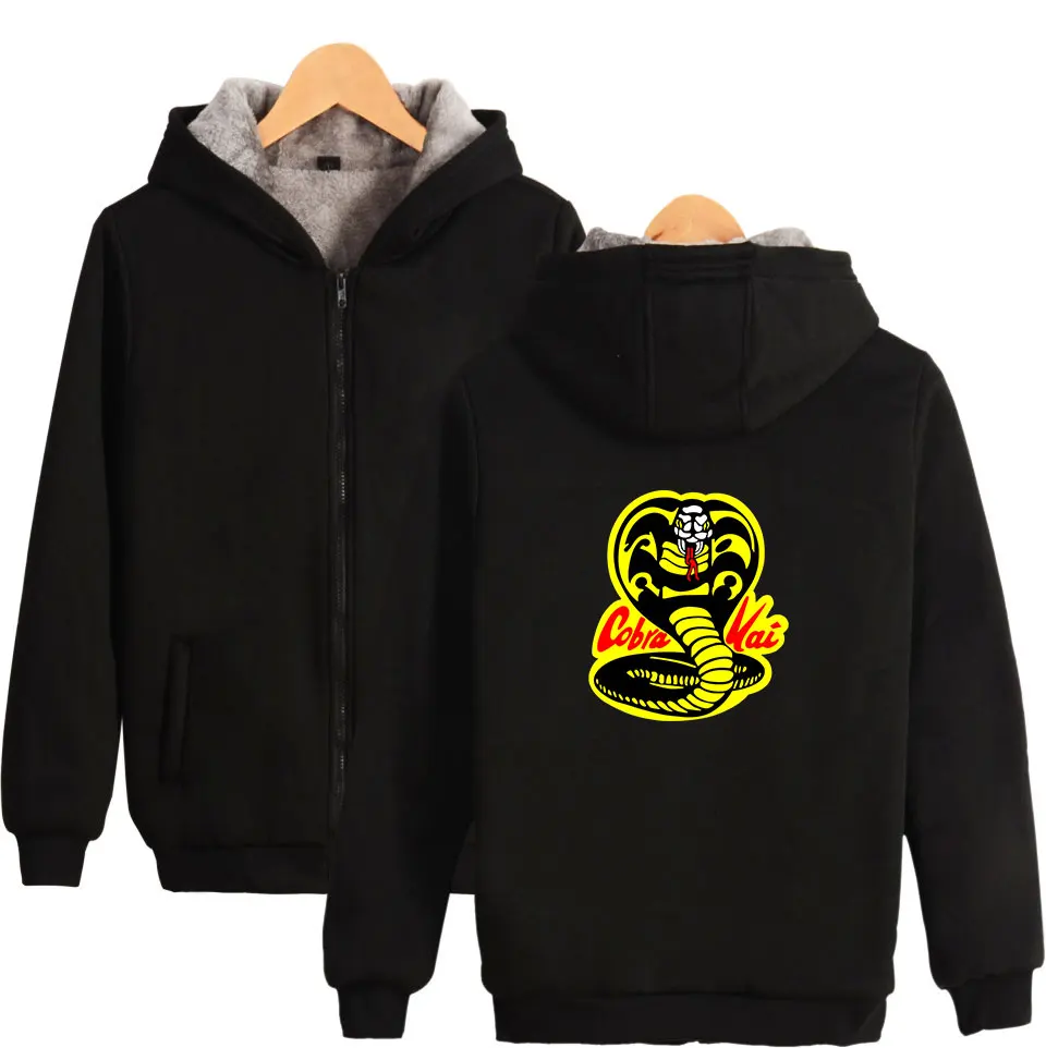 LUCKYFRIDAYF Cobra Kai Zipper хит-хоп толстовки больших размеров мужские/женские крутые зимние куртки пальто флисовая свободная одежда