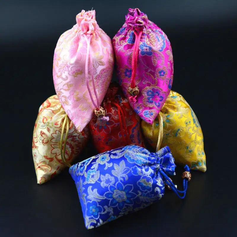

Drawstring Pouch Wedding Candy Packing Floral Vintage Storage Bag Jewelry Bags Gift Package Ribbon Soft Portable Organizer