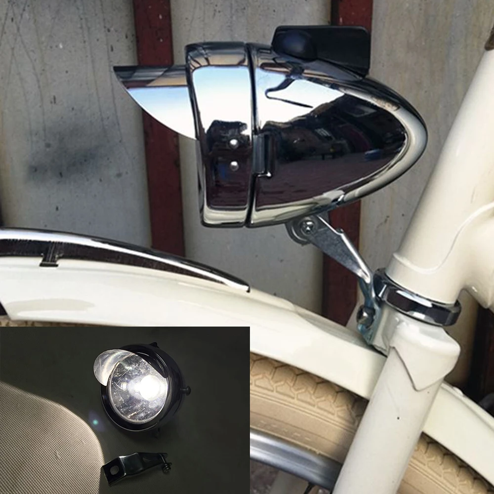 Cool Unique Style Bright LED Metal Chrome Vintage Cycling Front Light