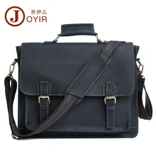 JOYIR High Quality Men’s Genuine Leather Briefcase Vintage Crazy Horse Messenger Shoulder Bag 15 Inch Laptop Vintage Briefcase