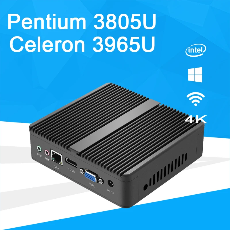 Windows font b Mini b font PC Intel Pentimun 3805U Fanless Micro Desktop PC NUC Thin