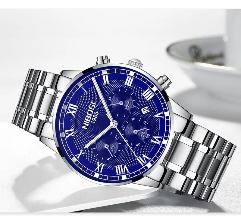 NIBOSImens watches top brand luxury sport watch male watch luxury mens watches top brand luxury leather mens watches blue        (22)