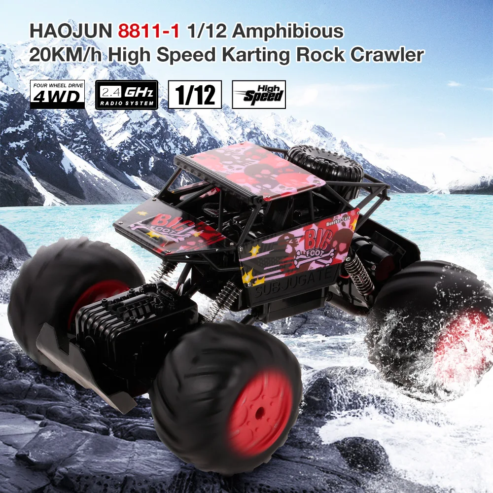 

RC Car 8811-1 1:12 Car 2.4G 4WD Amphibious 20KM/h High Speed Karting Rock Crawler Remote Control Car Outdoor Toys for Boys