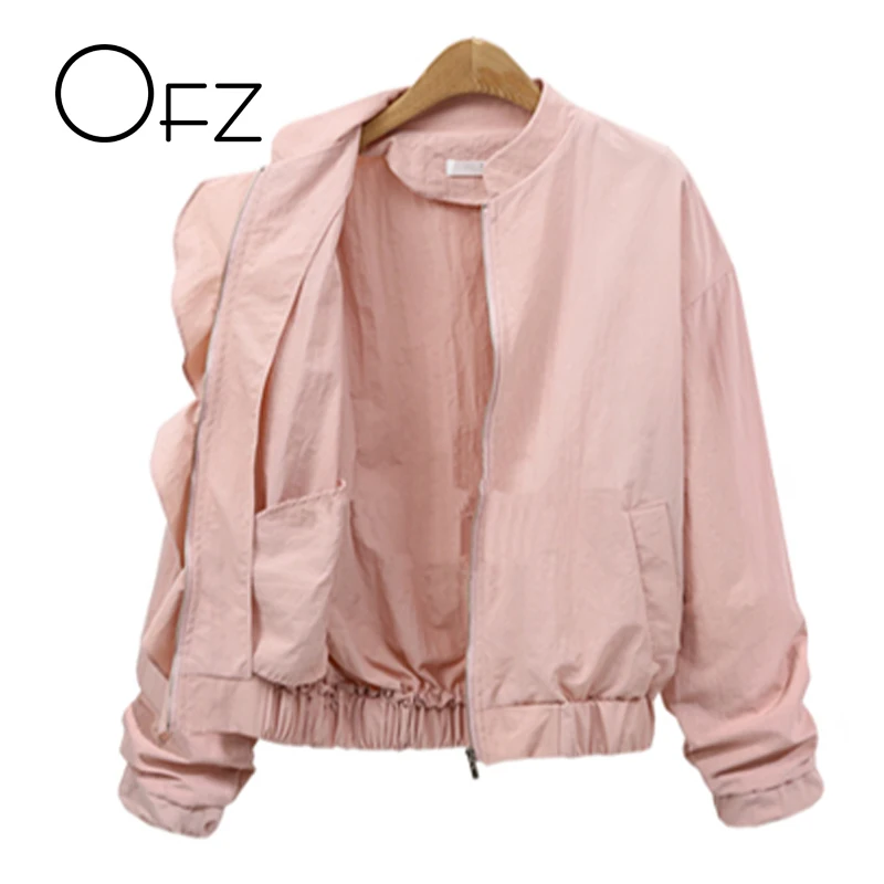 

2019 Autumn Women Winter Jackets Short All-Match Ladies Basic Coats Fashion Ruffles Long Sleeve Street Outerwear Plus Size 3XL