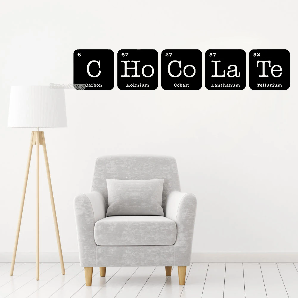 Us 13 96 25 Off Chocolate Sign Periodic Table Wall Stickers Decal Funny Elements Chemistry Mural Kids Room Dorm Art Decals Removable Vinyl Lc433 In
