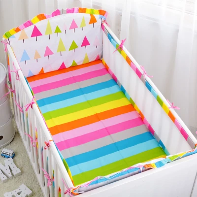 6pcs Indian Panda Pattern Baby Cot Bedding Set Breathable Mesh