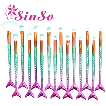 

SinSo 10/15pcs Mermaid Makeup Brushes Set Professional Make up Brushes Foundation Eye Shadow Powder Eyebrow Makeup Brush Tools