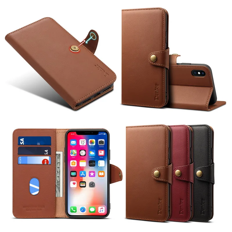 

Retro Genuine Leather Magnetic Wallet Book Case For iPhone X 10 Ultra Thin Flip Card Holder Cover For iPhone 10 X Case Kickstand