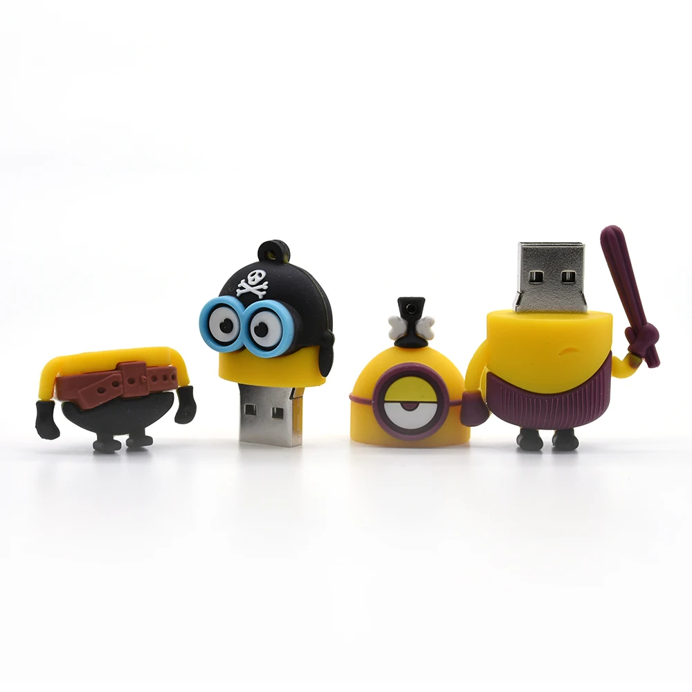 USB флеш-накопитель с миньонами, высокоскоростная USB флешка, реальная емкость, 4 ГБ, 16 ГБ, 8 ГБ, 32 ГБ, 64 ГБ, флешка флеш-накопитель, USB в подарок