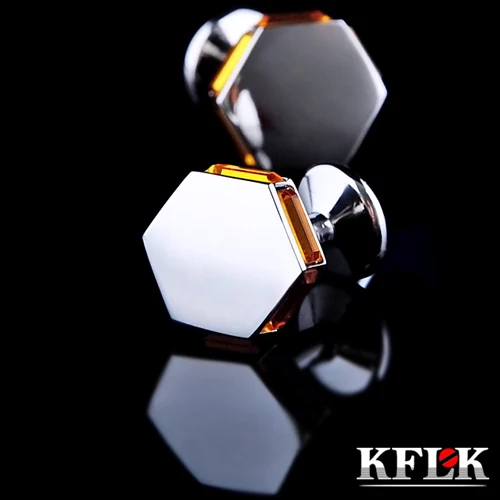 

5 Colors KFLK 2019 Luxury shirt cufflinks for mens gift Brand cuff buttons Crystal cuff link High Quality abotoaduras Jewelry
