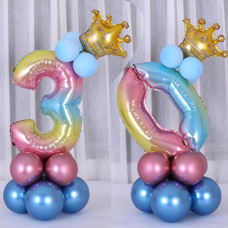 17pcs 1st Birthday Balloons Rainbow Number Balloon Blue Pink Happy Birthday Party Decoration Kids Boy Girl Party Ballon PAT54 (6)