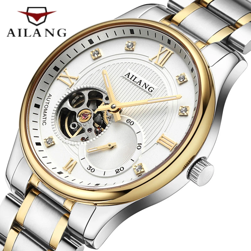 

Famous brand Men Tourbillon Mechanical watch Casual Gold Stainless steel watch Men top grade gift Automatic Mechanical Watch