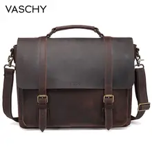 VASCHY полный портфель из натуральной кожи для мужчин, винтажная сумка-мессенджер из воловьей кожи для 15,6 дюймов, сумка-портфель для ноутбука, сумка для книг