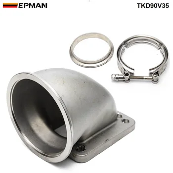 

1 set 3.5" Vband 90 Degree Cast Turbo Elbow Adapter Flange SS304 + Clamp and Flange For T3 T4 Turbocharger TKD90V35