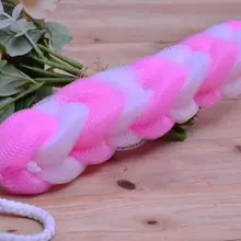 3 шт. красочные долго Душ губки мяч обратно strubber пояс сетки Милые Ванна мяч спа тела скруббер Купание массаж очистки скраб