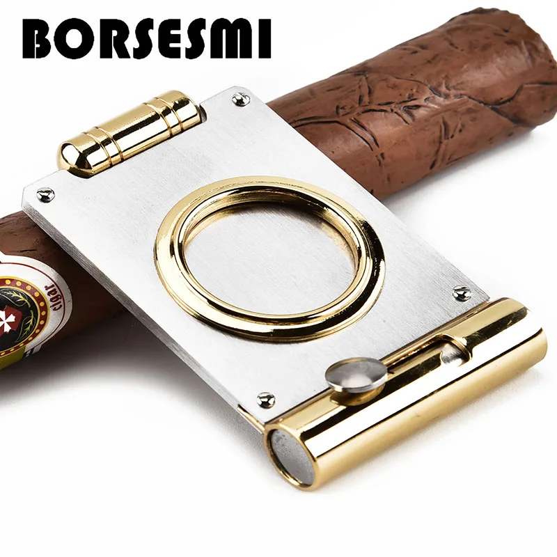 Stainless Steel Pocket Tobacco Cigar Cutter Double Blades Scissors Tool Gift 