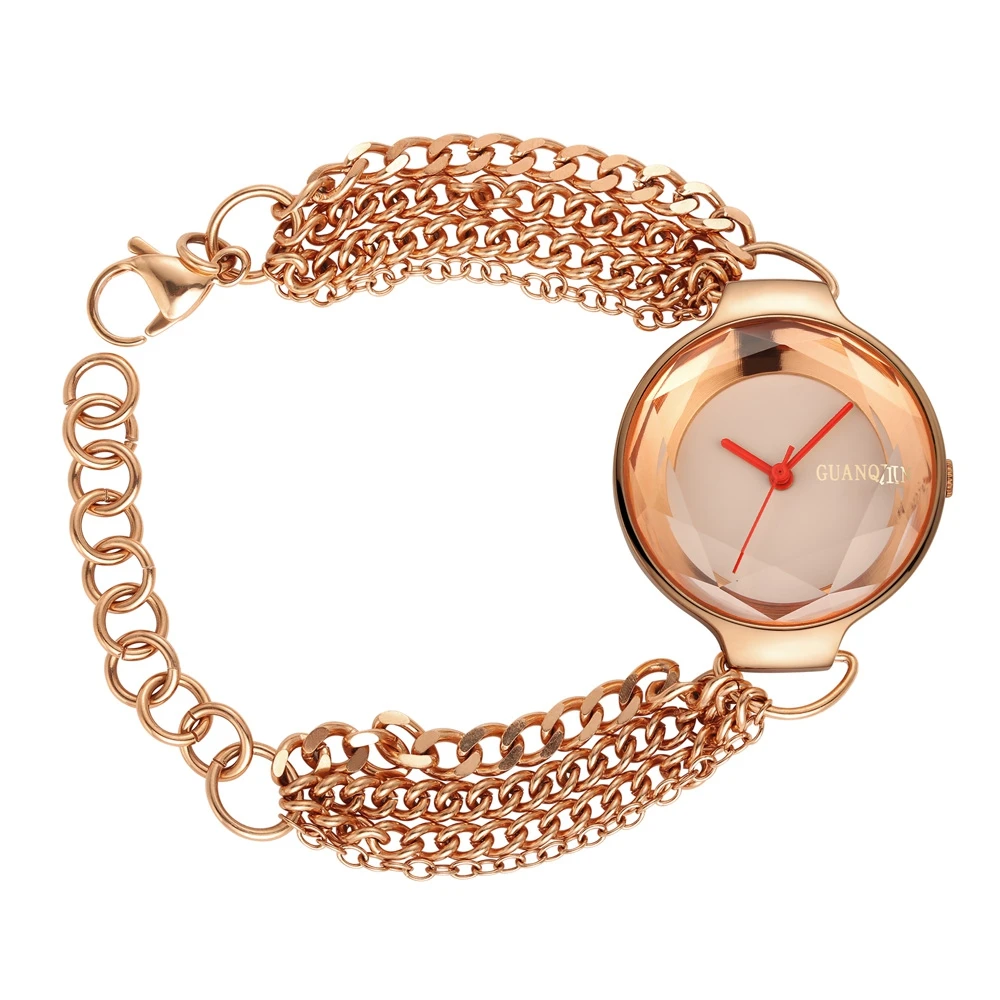 

GUANQIN Women Bracelet Watch Fashion Stainless Steel Band Ultra-thin Case Ladies Analog Quartz Wristwatches