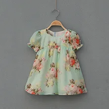 Девушки шифон цветочные платья, дети летнее платье, зеленый/розовый/синий/желтый, 6 шт./лот, одежда оптом дети, 0929