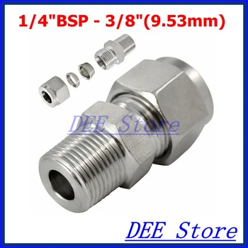 

3PCS 1/4"BSP x 3/8"(9.53mm) Double Ferrule Tube Pipe Fittings Threaded Male Connector Stainless Steel SS 304 New Good Quality