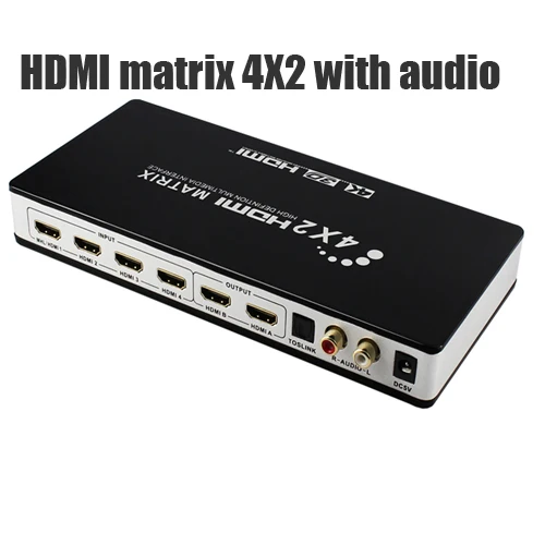 HDMI Matrix 4K 2K 3D 1080P HDMI Matrix 4X2 2X2 4X4 переключатель сплиттер конвертер адаптер с пультом дистанционного управления - Цвет: Matrix 4X2with audio