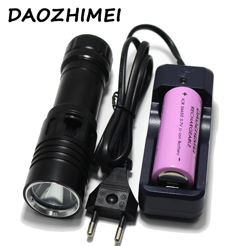 

DX1 XML L2 White Scuba Diving Flash Light Underwater 100M Torch Outdoor Diver Lantern by 26650 Battery