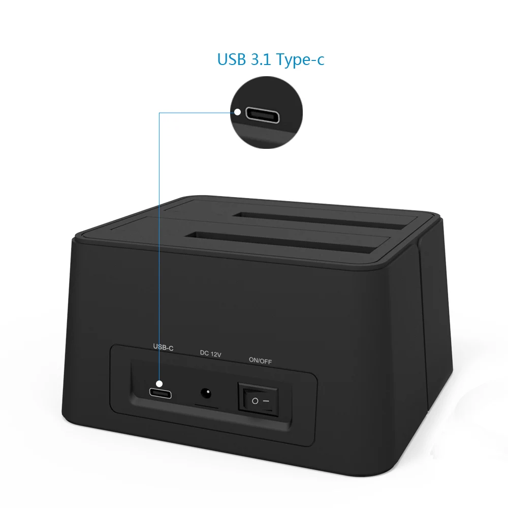 Wavlink USB 3,1 TypeC a SATA Dual Bay Docking Station 2,5/3,5 GB SSD HDD SATA 1/2/ 3 carcasa para 2*8 TB Offline con clon de copia de seguridad - 2