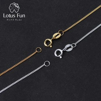 Lotus Fun Real 925 Sterling Silver Handmade Fine Jewelry Classic Easy Match Necklace Chain without Pendant for Women Collier