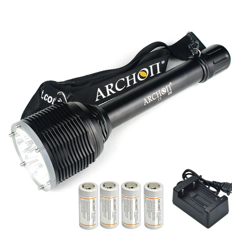 

ARCHON D45 II Diving Flashlight 6000LM 6** L2 LED Underwater Lights Professional Diver Dive Light Selective 26650 battery *4